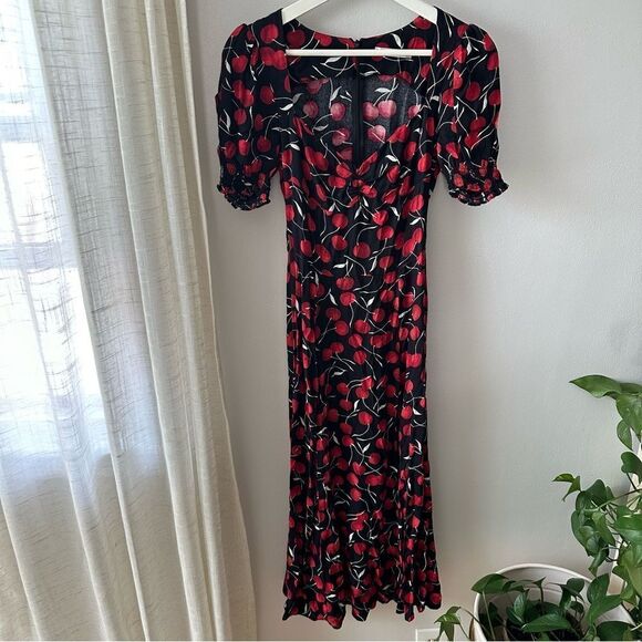 Reformation Lacey Dress Cherry Print - Picture 2 of 9